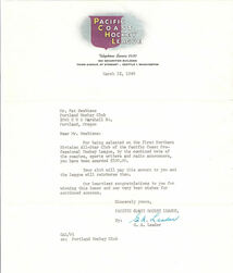 Piat Desbiens PCHL All Star Selection letter 1949 season